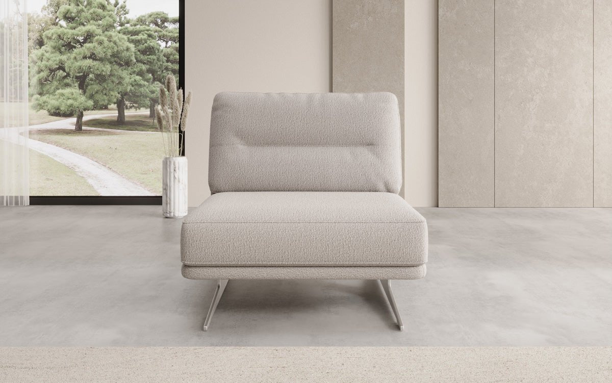 Torino Designer Armless Sofa Chair in Bouclé