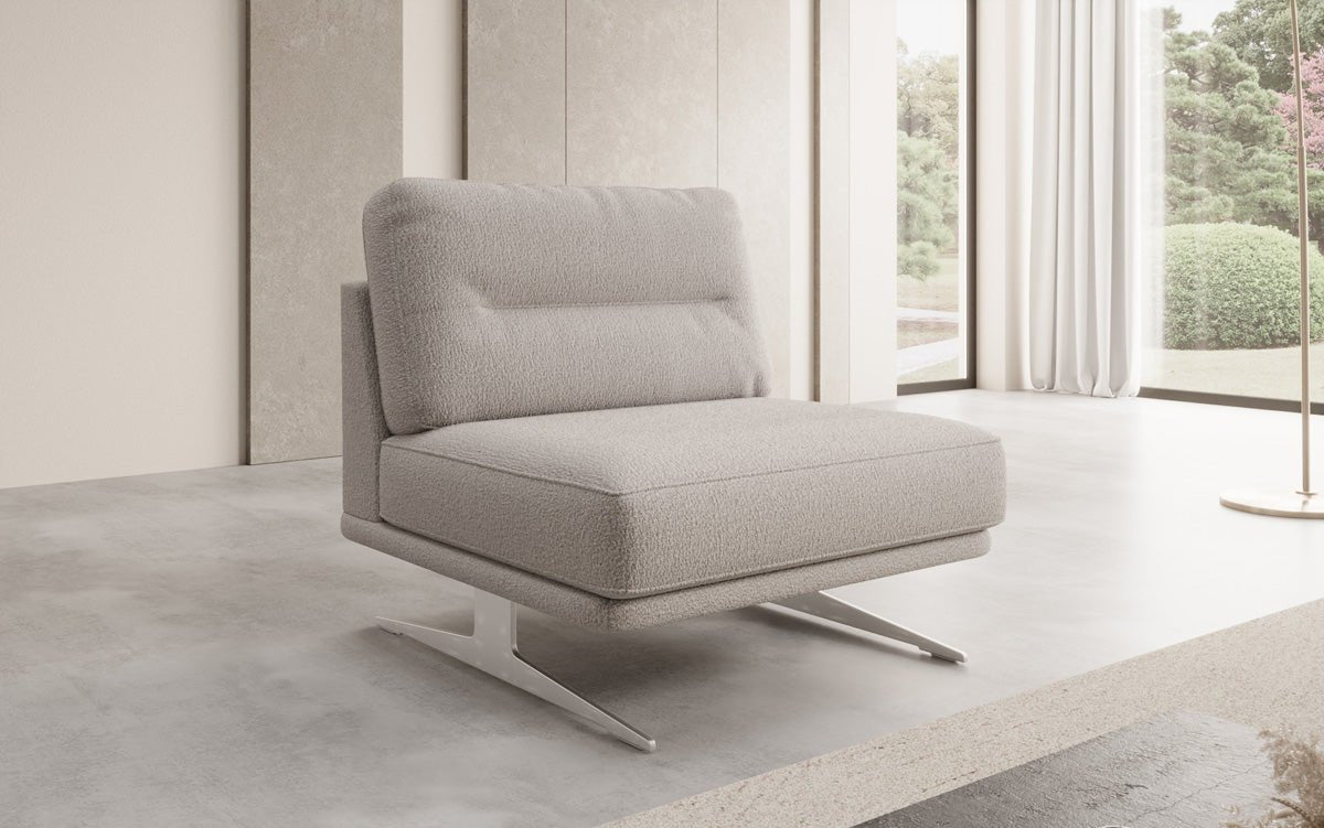 Torino Designer Armless Sofa Chair in Bouclé