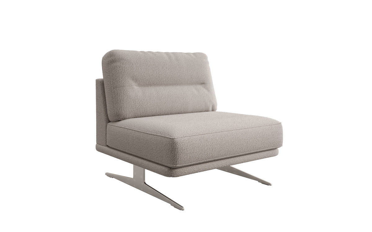 Torino Designer Armless Sofa Chair in Bouclé