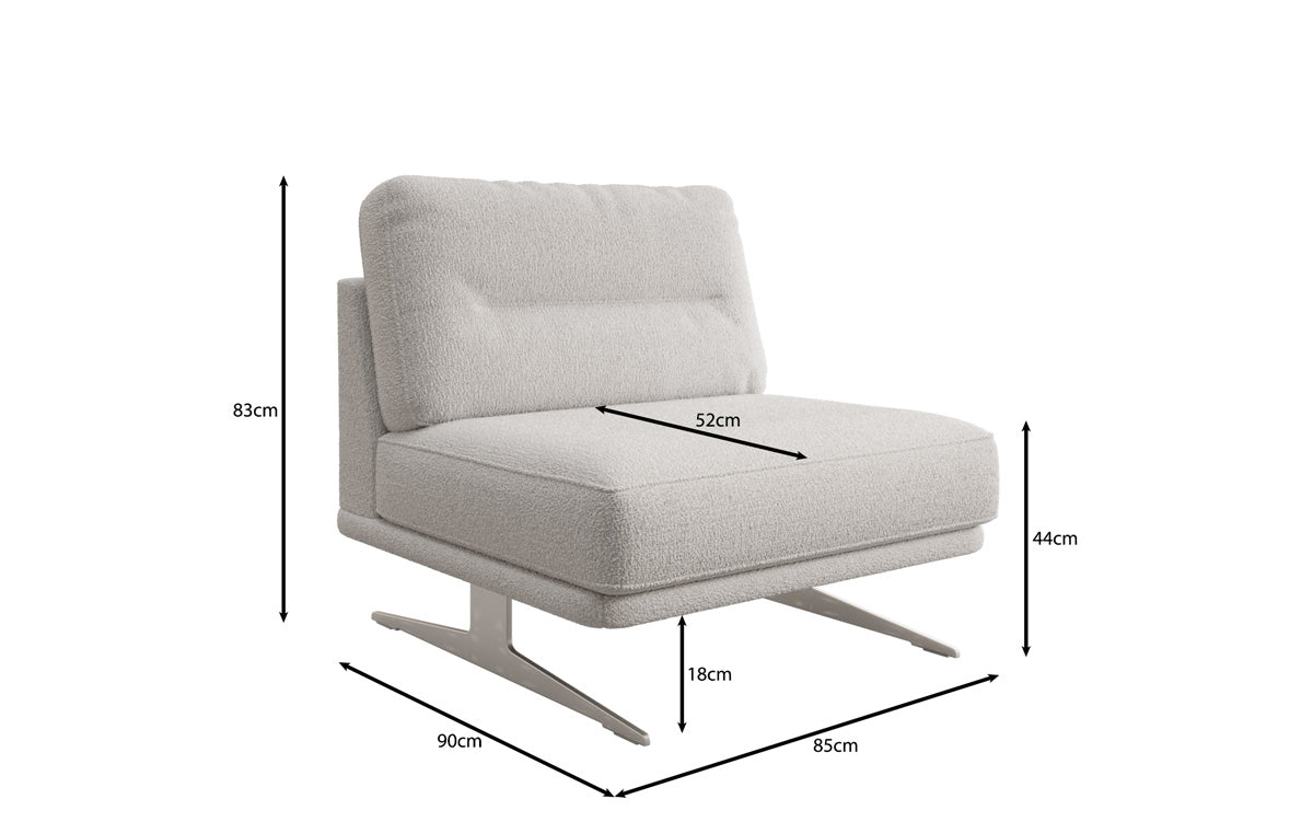 Torino Designer Armless Sofa Chair in Bouclé