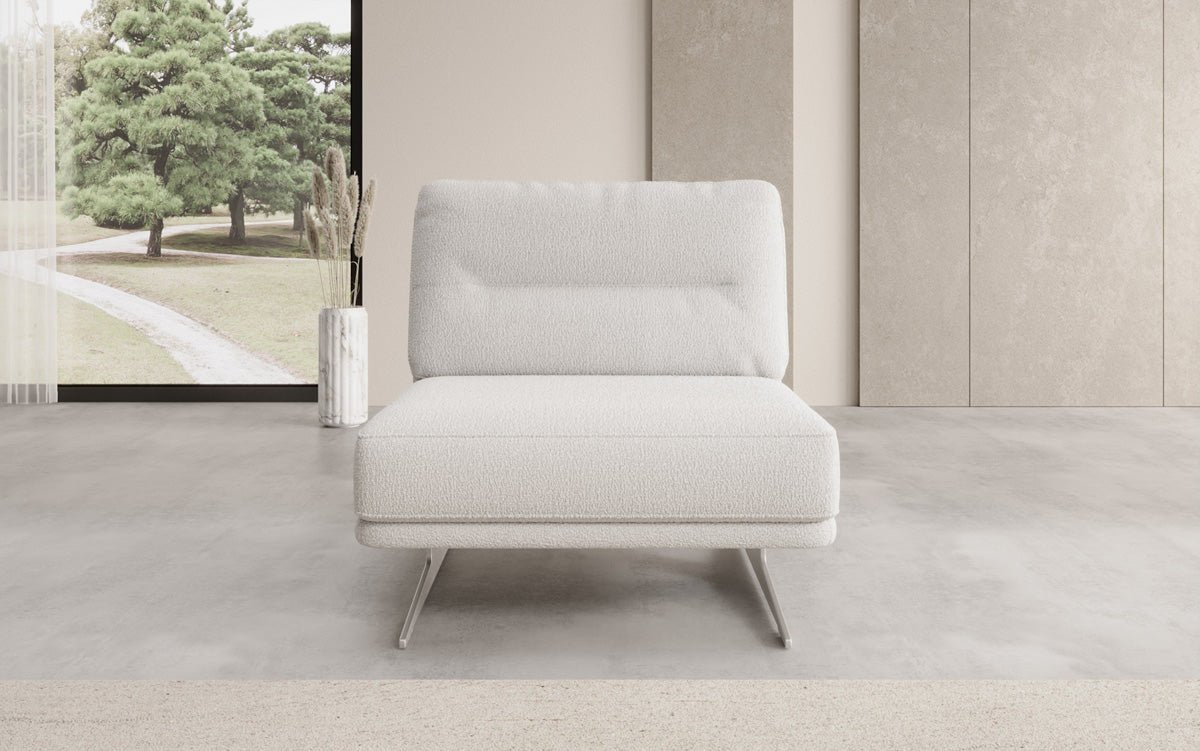 Torino Designer Armless Sofa Chair in Bouclé