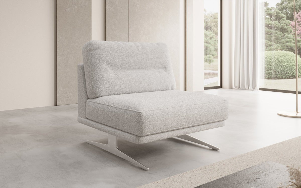 Torino Designer Armless Sofa Chair in Bouclé