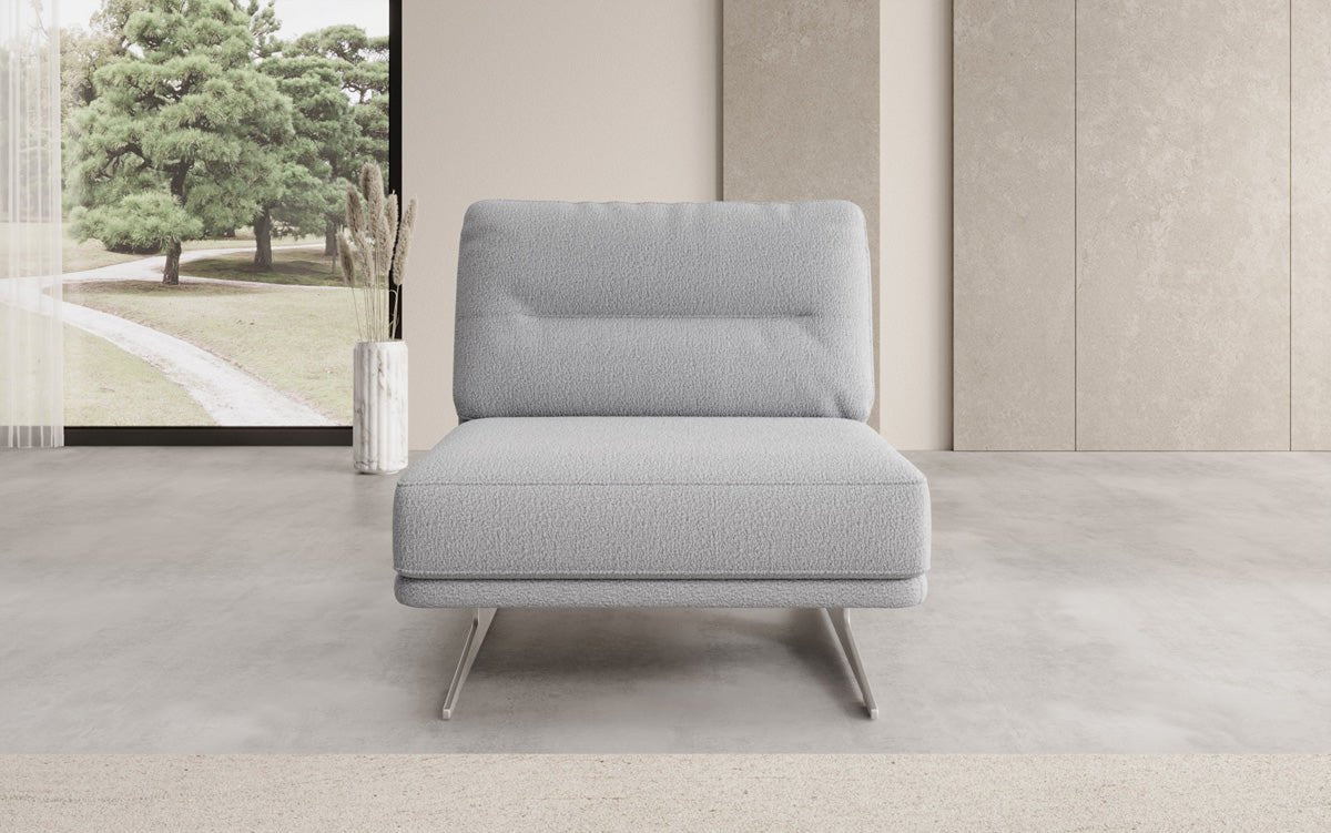 Torino Designer Armless Sofa Chair in Bouclé