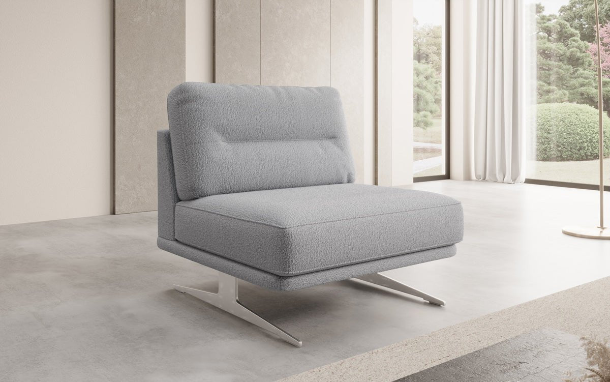 Torino Designer Armless Sofa Chair in Bouclé