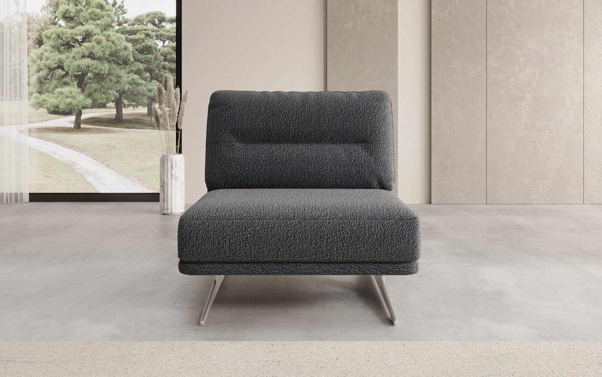 Torino Designer Armless Sofa Chair in Bouclé