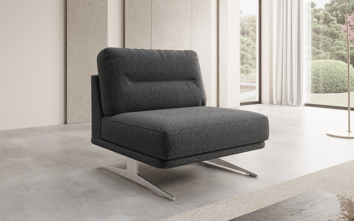 Torino Designer Armless Sofa Chair in Bouclé