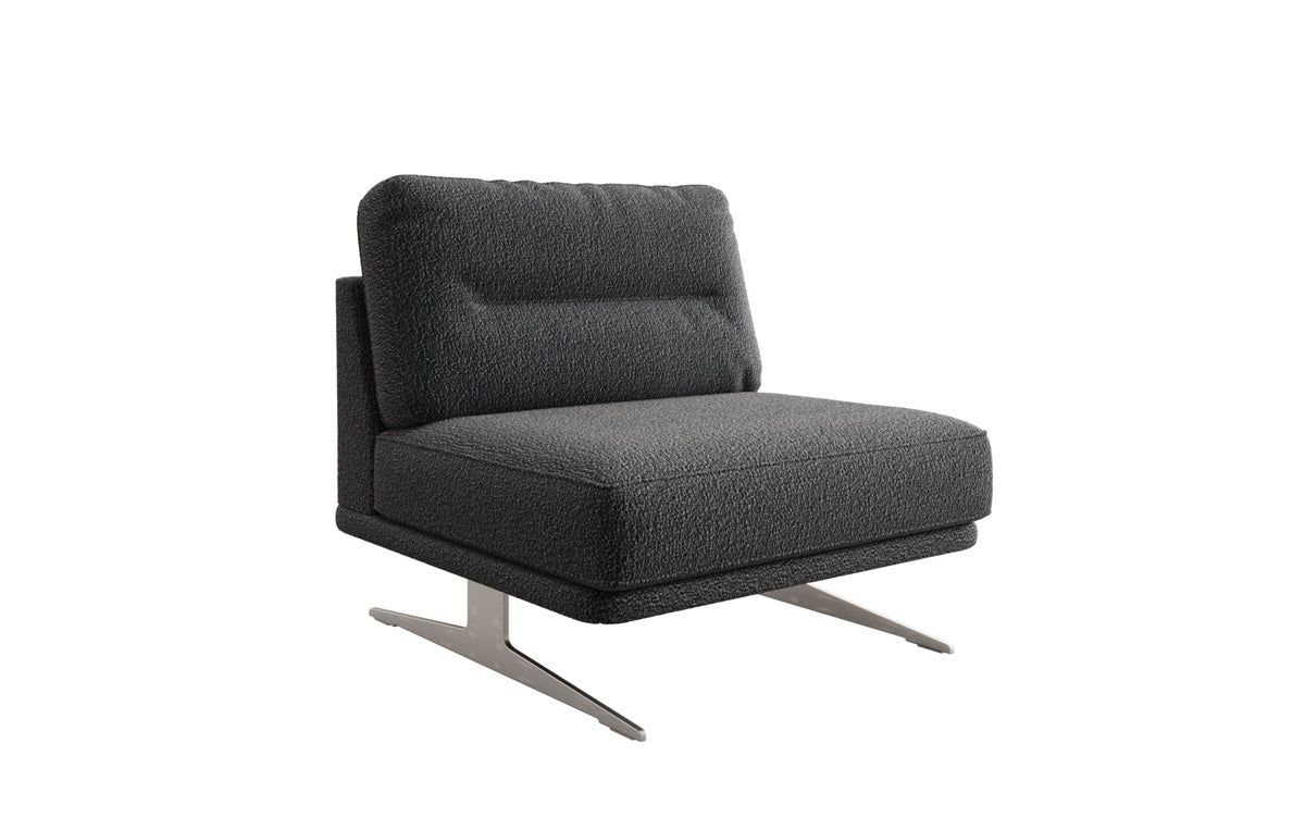 Torino Designer Armless Sofa Chair in Bouclé