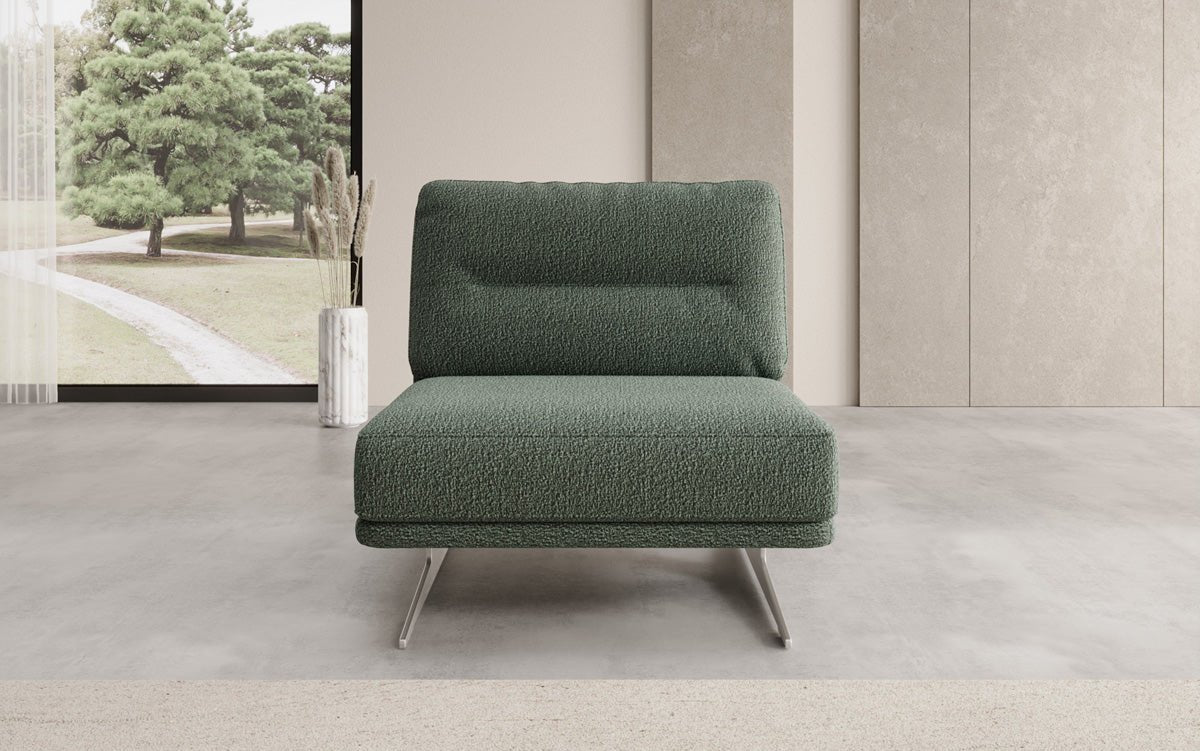 Torino Designer Armless Sofa Chair in Bouclé