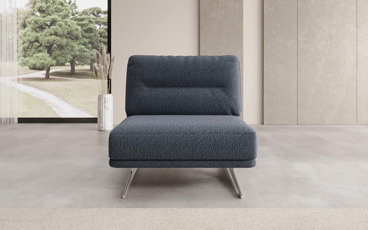 Torino Designer Armless Sofa Chair in Bouclé