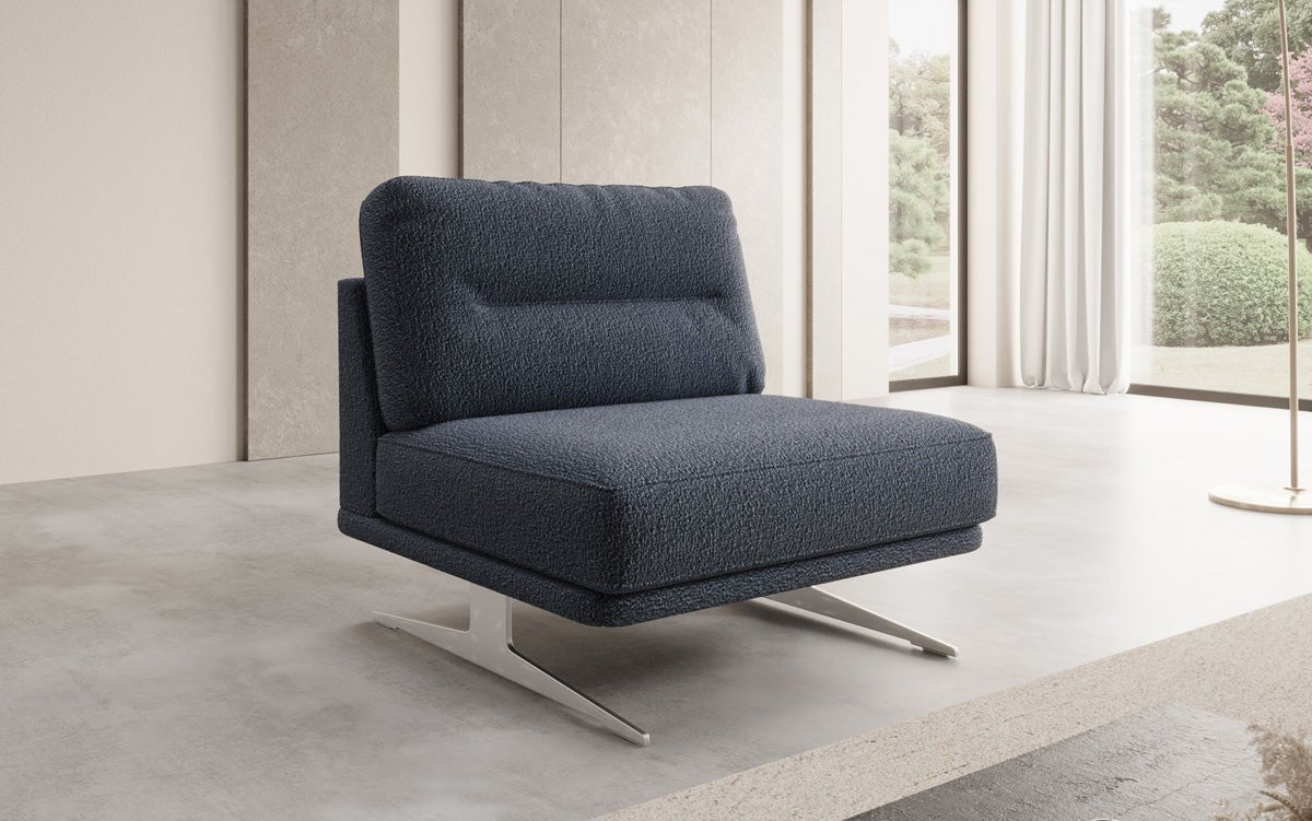 Torino Designer Armless Sofa Chair in Bouclé