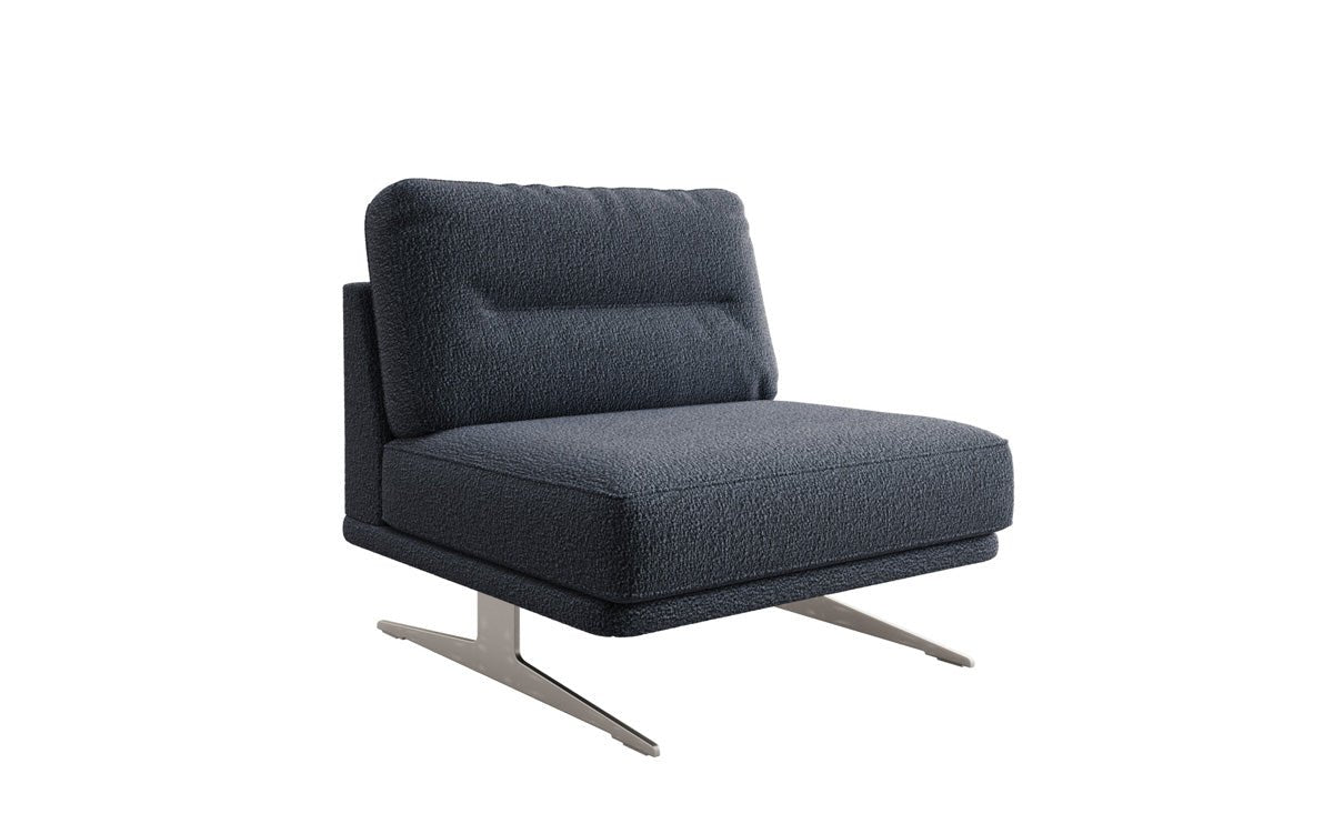 Torino Designer Armless Sofa Chair in Bouclé