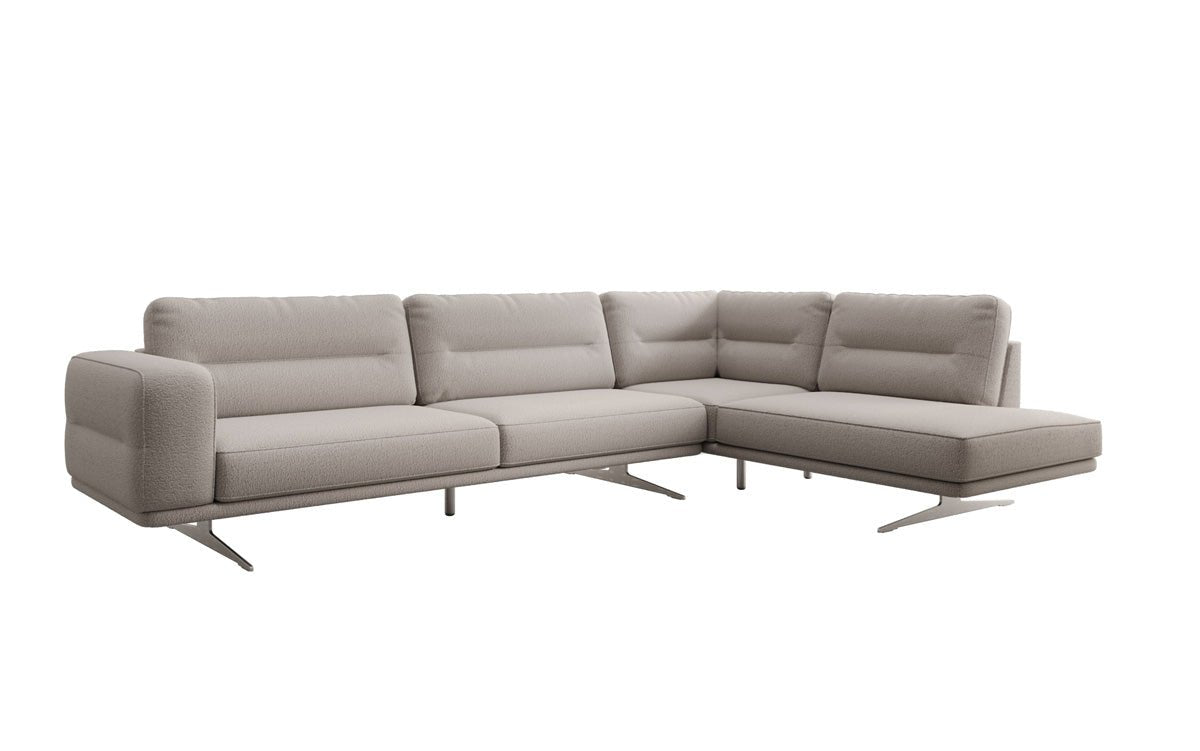 Designer L-Shaped Sofa Closed Torino in Bouclé