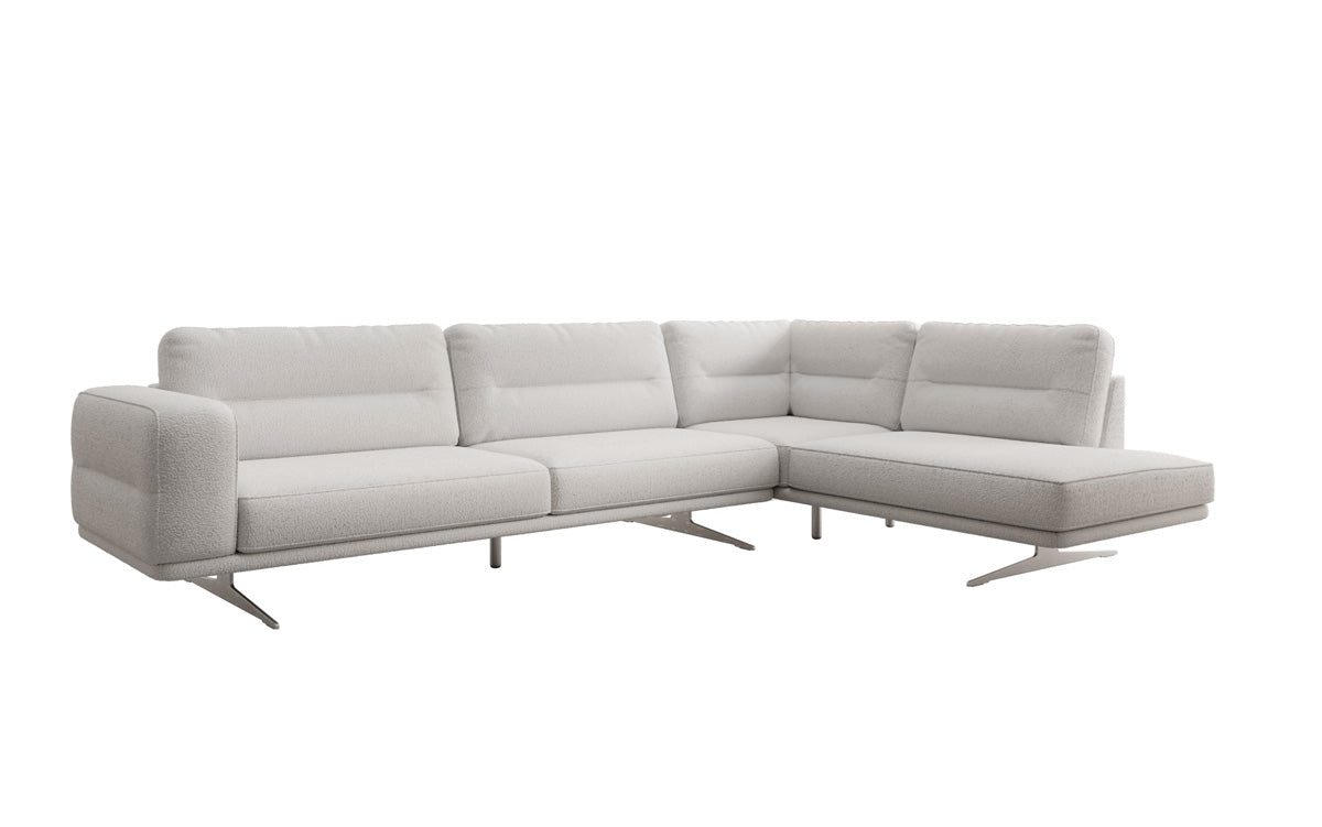 Designer L-Shaped Sofa Closed Torino in Bouclé