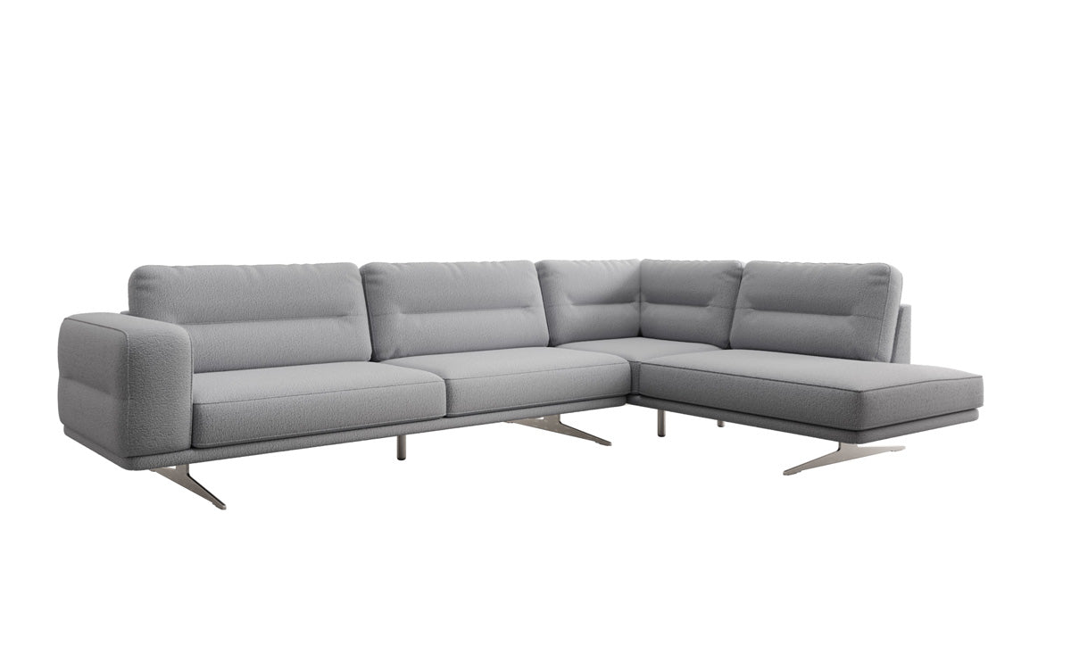 Designer L-Shaped Sofa Closed Torino in Bouclé