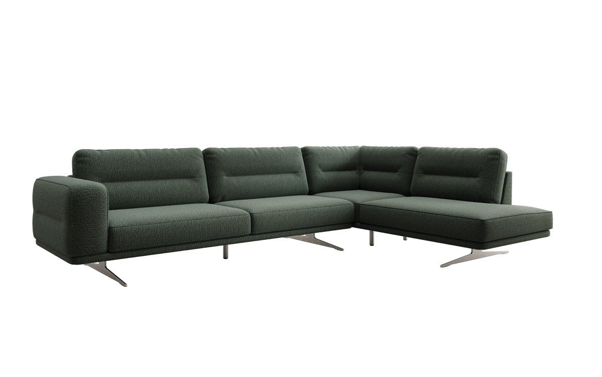 Designer L-Shaped Sofa Closed Torino in Bouclé