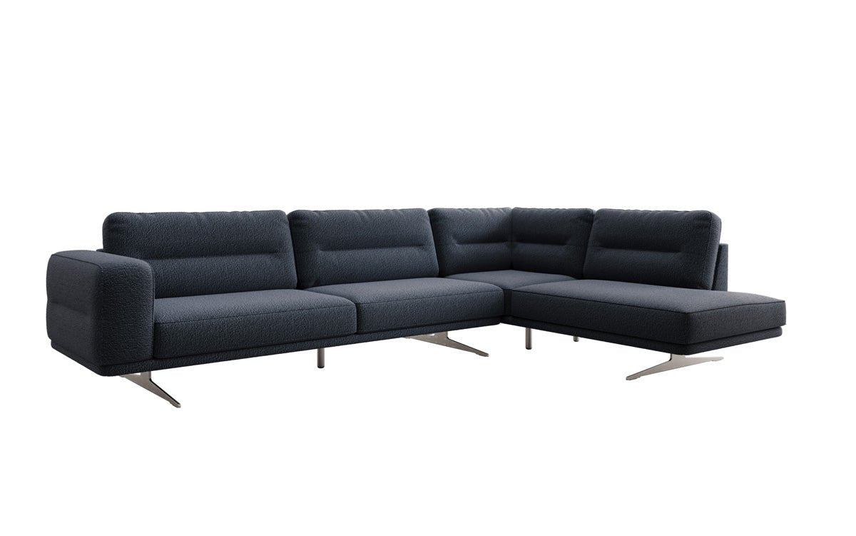 Designer L-Shaped Sofa Closed Torino in Bouclé