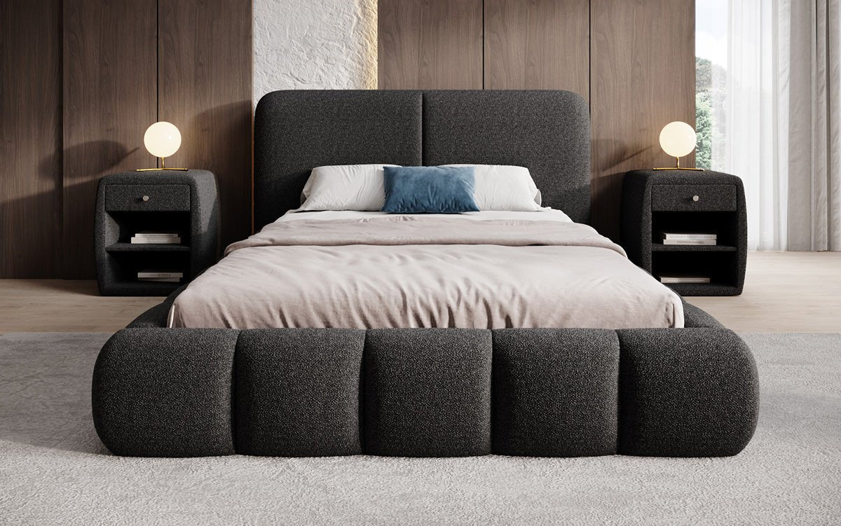 Designer Polsterbett Lolita in Bouclé mit Stauraum