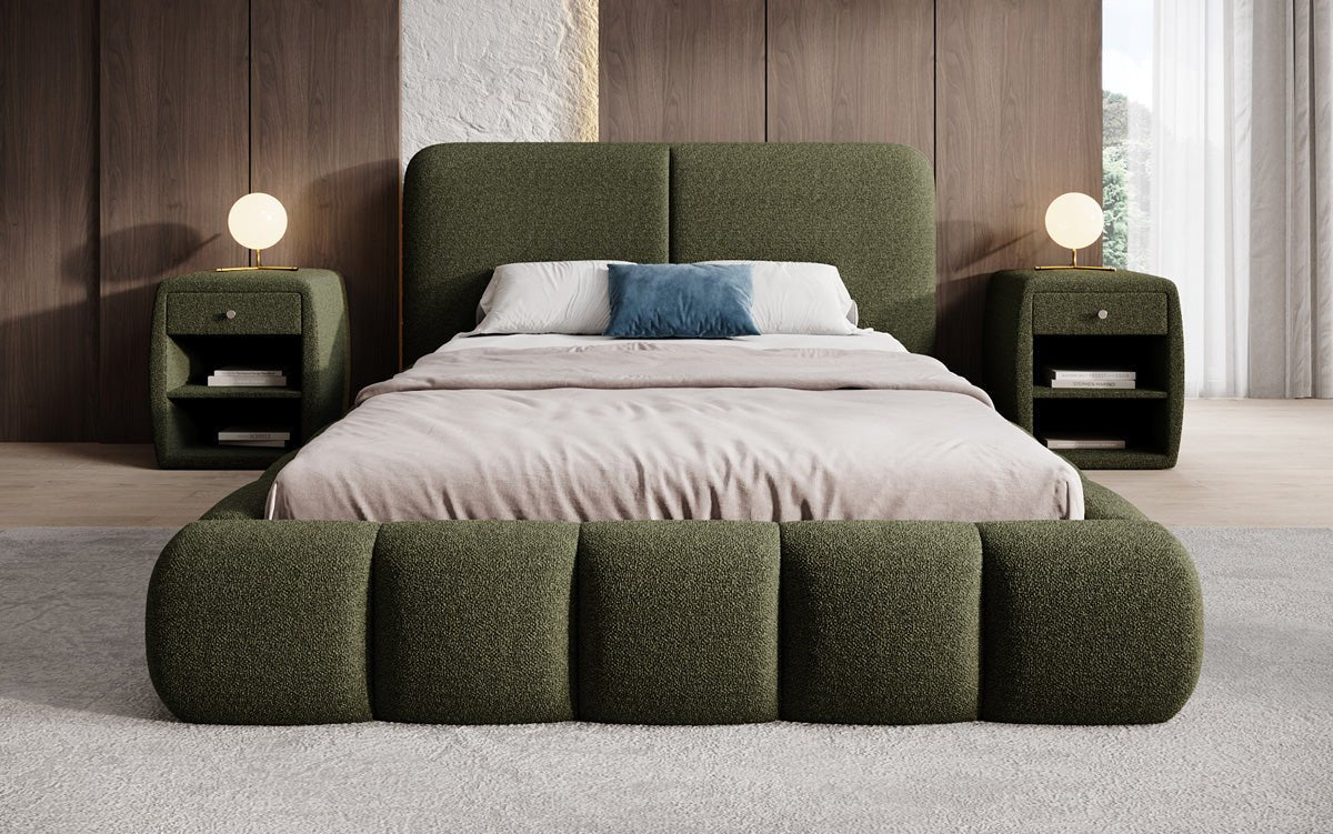 Designer Polsterbett Lolita in Bouclé mit Stauraum