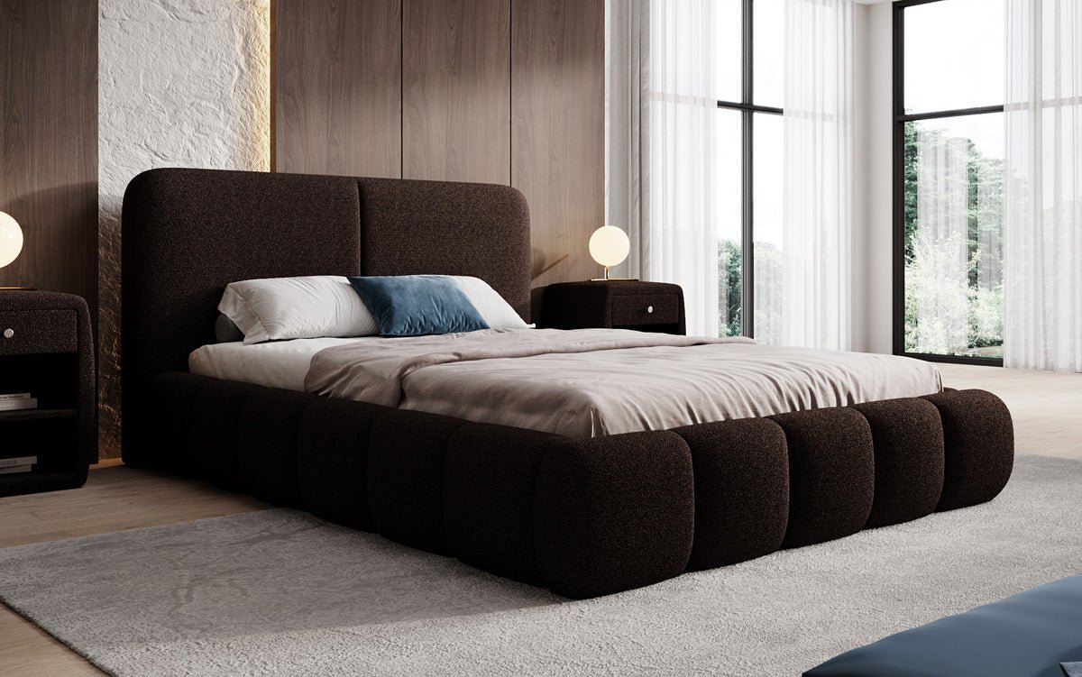 Designer Polsterbett Lolita in Bouclé mit Stauraum