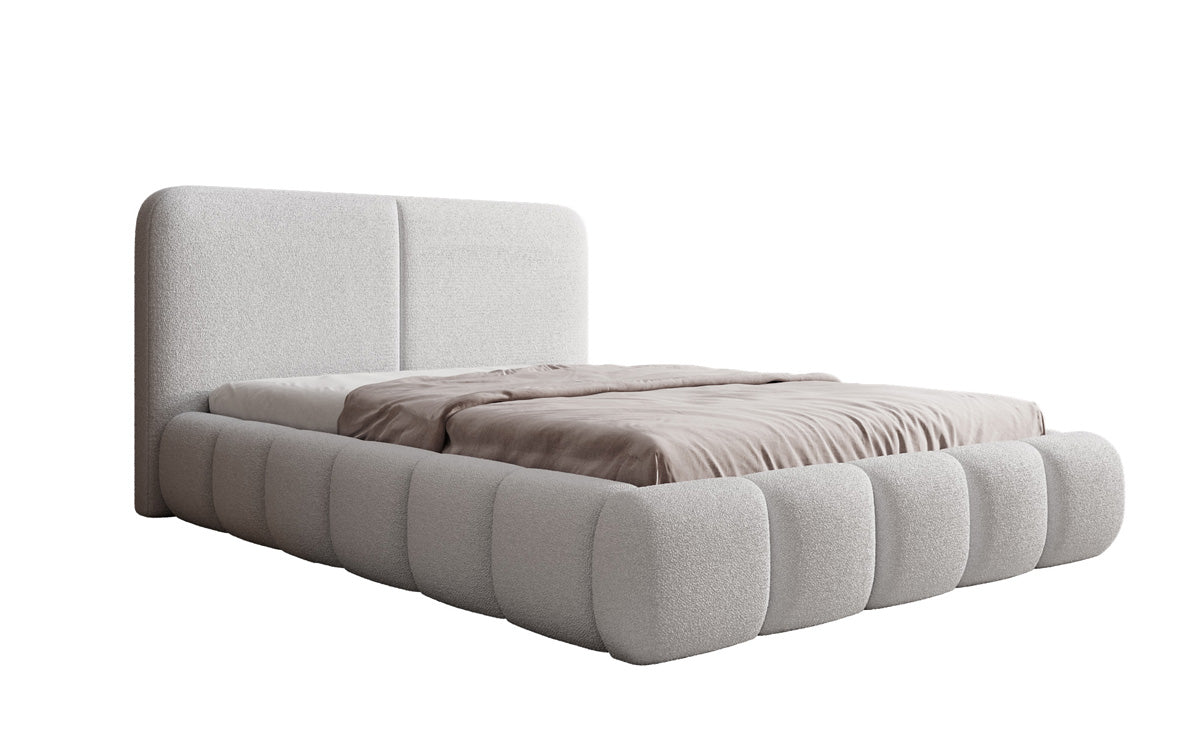 Designer Polsterbett Lolita in Bouclé mit Stauraum