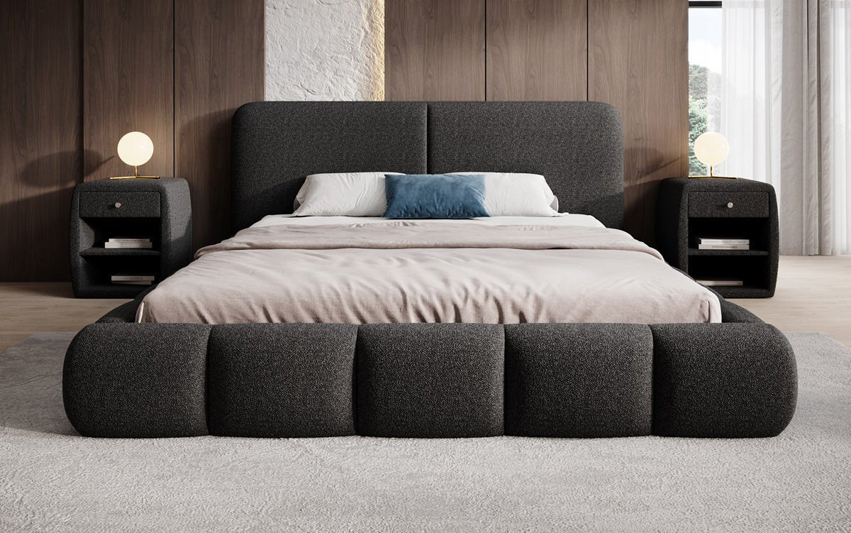 Designer Polsterbett Lolita in Bouclé mit Stauraum