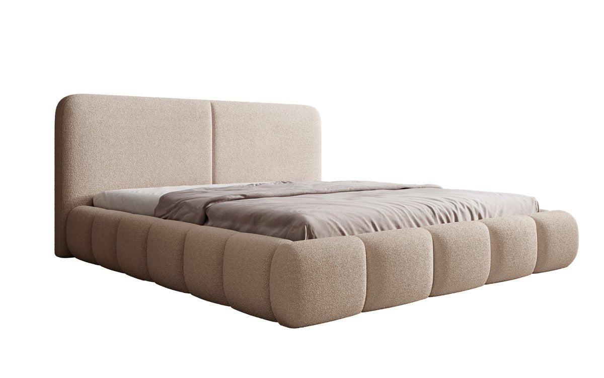 Designer Polsterbett Lolita in Bouclé mit Stauraum