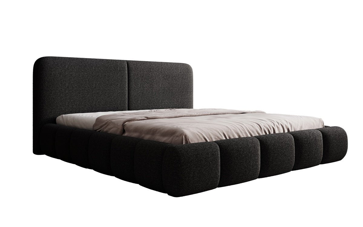 Designer Polsterbett Lolita in Bouclé mit Stauraum