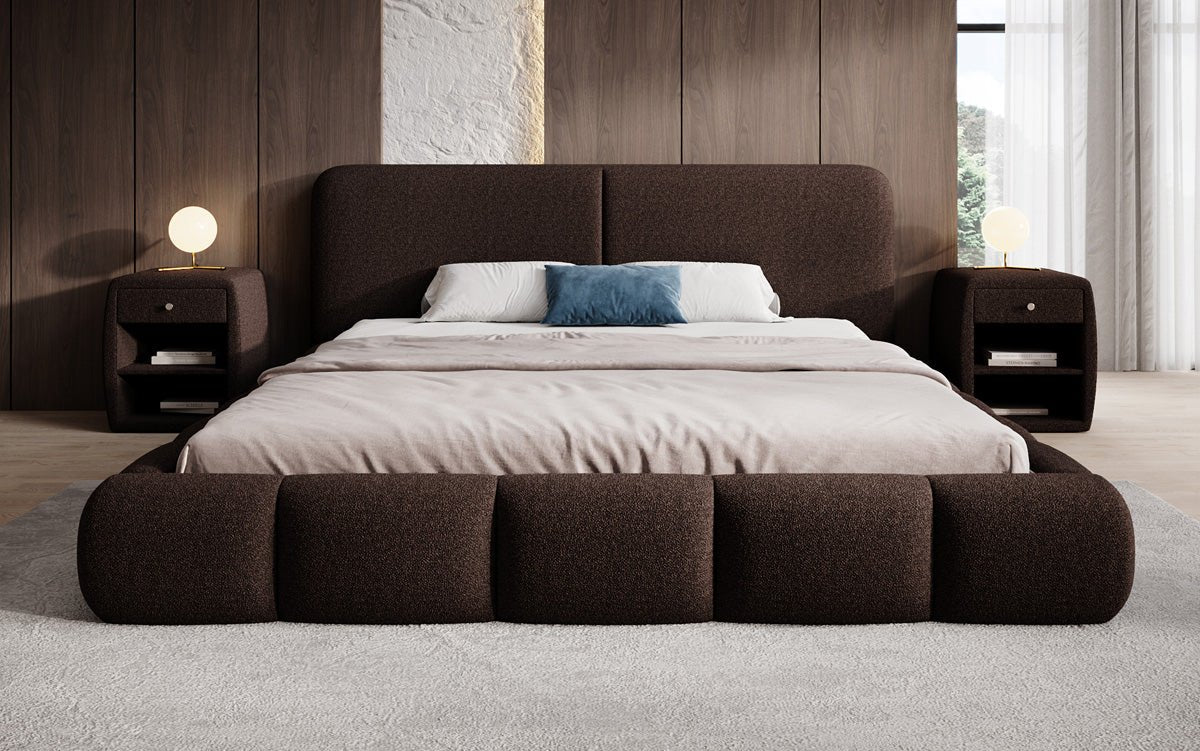 Designer Polsterbett Lolita in Bouclé mit Stauraum
