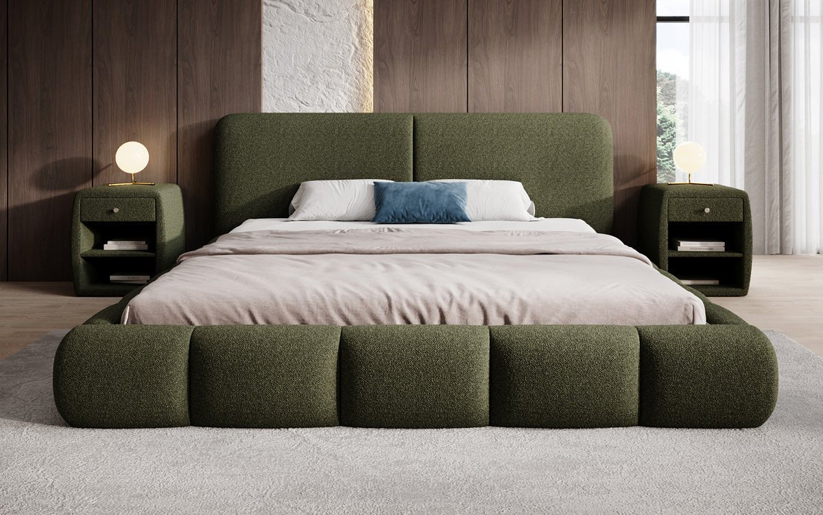 Designer Polsterbett Lolita in Bouclé mit Stauraum