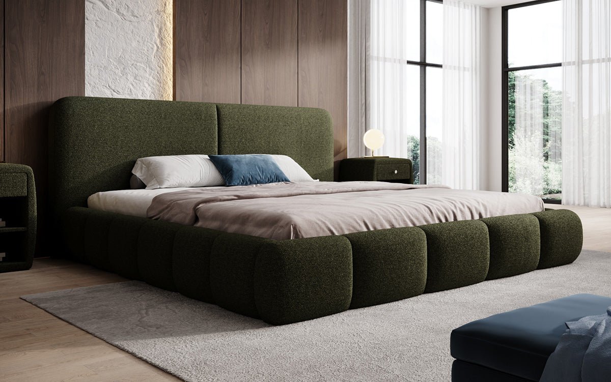 Designer Polsterbett Lolita in Bouclé mit Stauraum