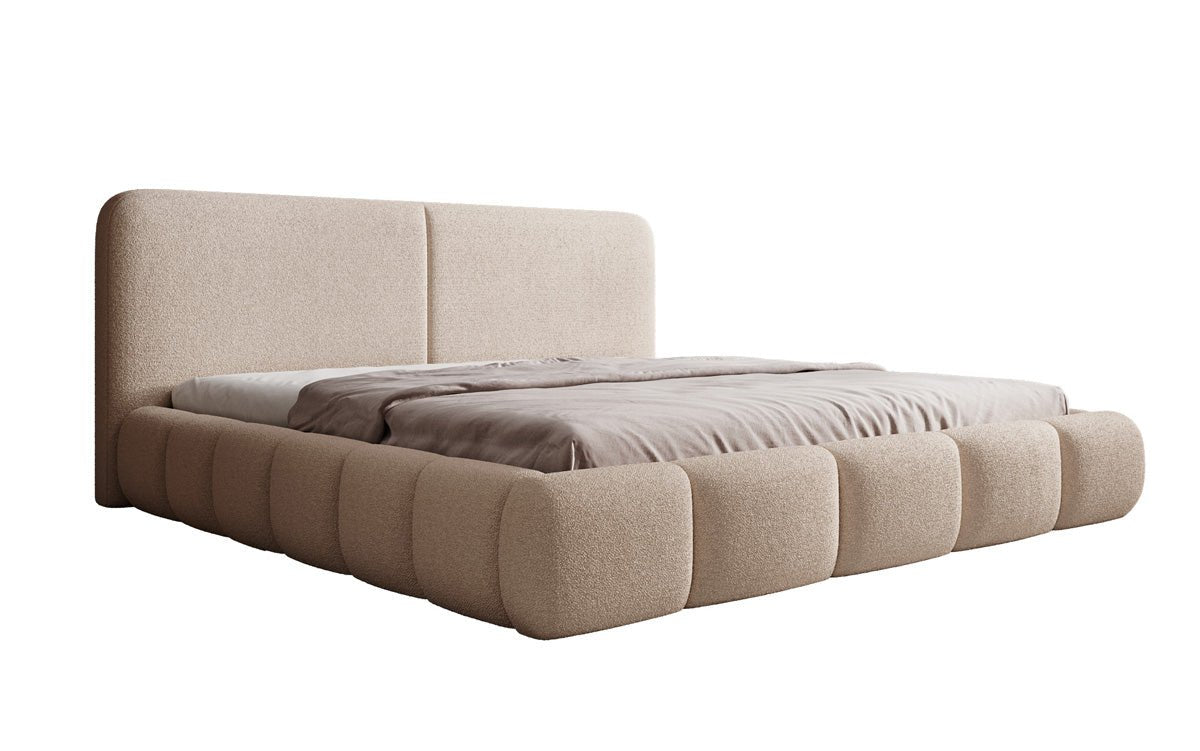 Designer Polsterbett Lolita in Bouclé mit Stauraum