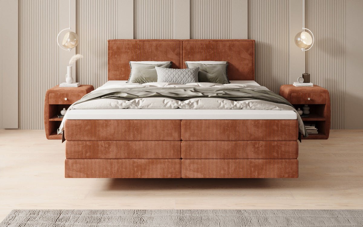 Boxspringbett Elara mit Schwebeoptik in Cord