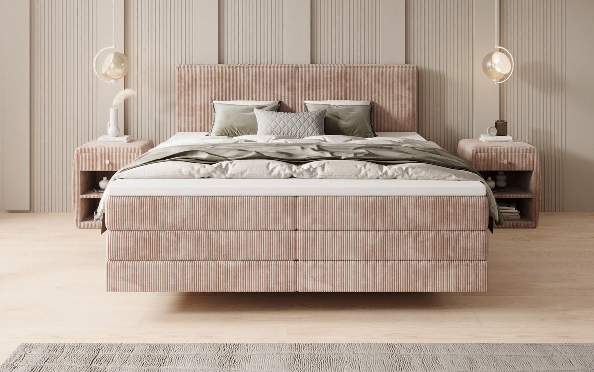 Boxspringbett Elara mit Schwebeoptik in Cord