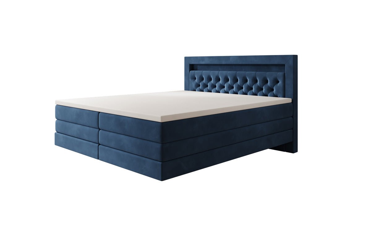 Boxspringbett Menzogna mit Schwebeoptik und LED in Samt