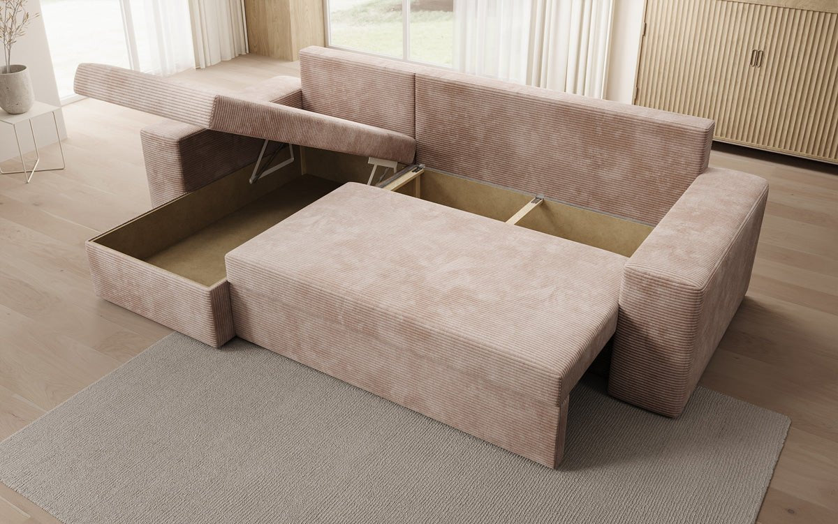 Designer Denver Cord Sofa with Sleeping and Folding Function