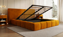 Designer upholstered bed Elise in velvet with storage