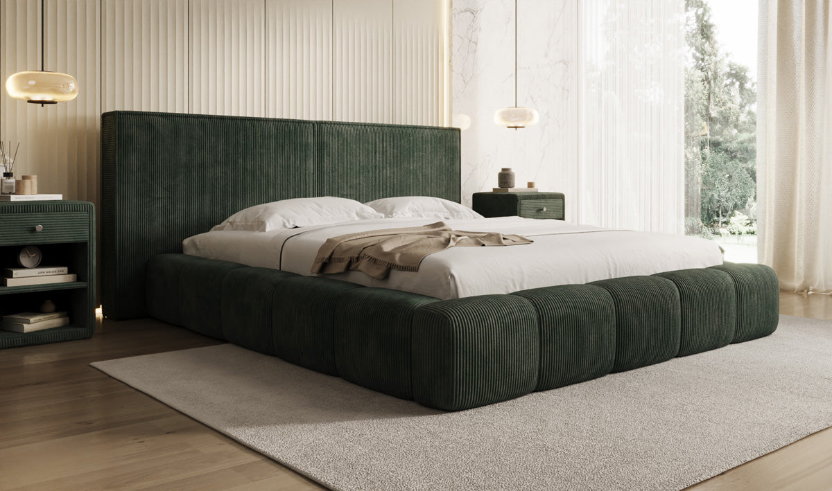 Designer Upholstered Bed Elise in Corduroy with Storage