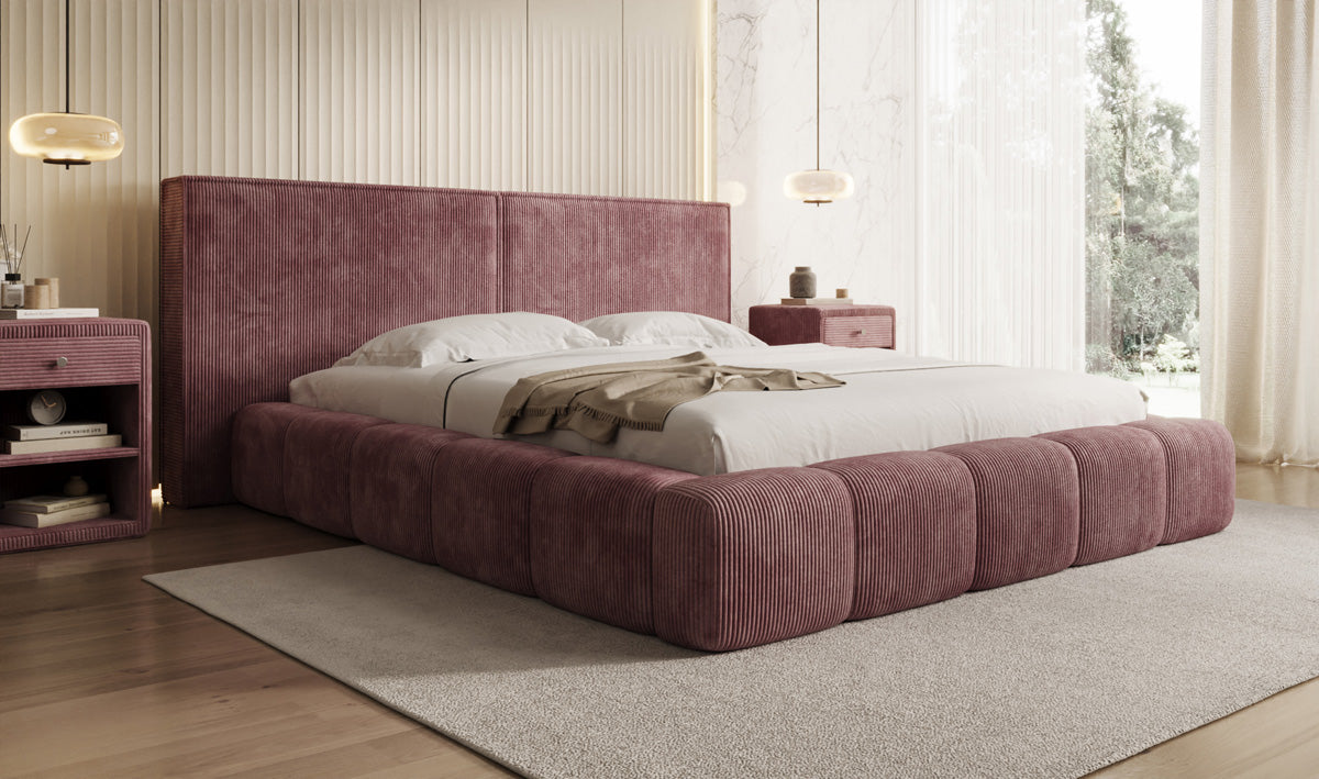 Designer Upholstered Bed Elise in Corduroy with Storage