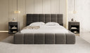 Designer upholstered bed Marshmallow in textured fabric with storage space