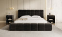 Designer upholstered bed Marshmallow in textured fabric with storage space