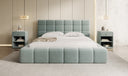 Designer upholstered bed Marshmallow in textured fabric with storage space