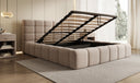 Designer upholstered bed Marshmallow in textured fabric with storage space