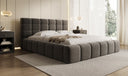 Designer upholstered bed Marshmallow in textured fabric with storage space