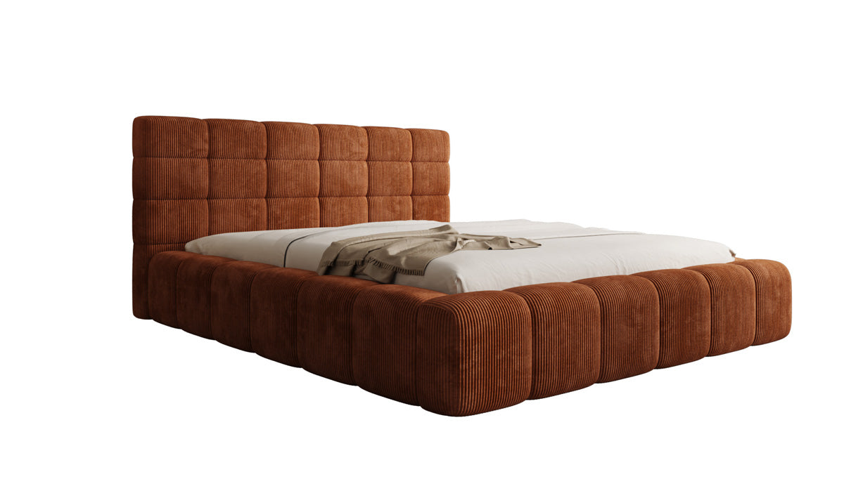 Designer Polsterbett Marshmallow in Cord mit Stauraum