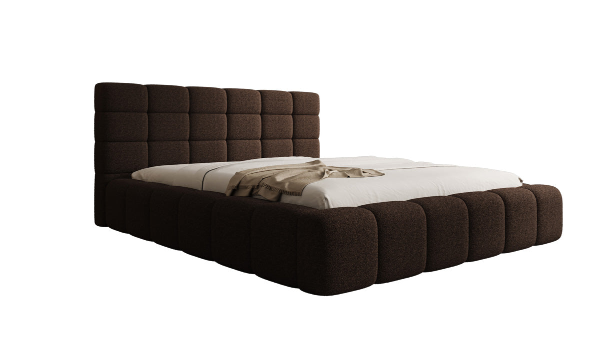 Designer Polsterbett Marshmallow in Teddy Bouclé mit Stauraum