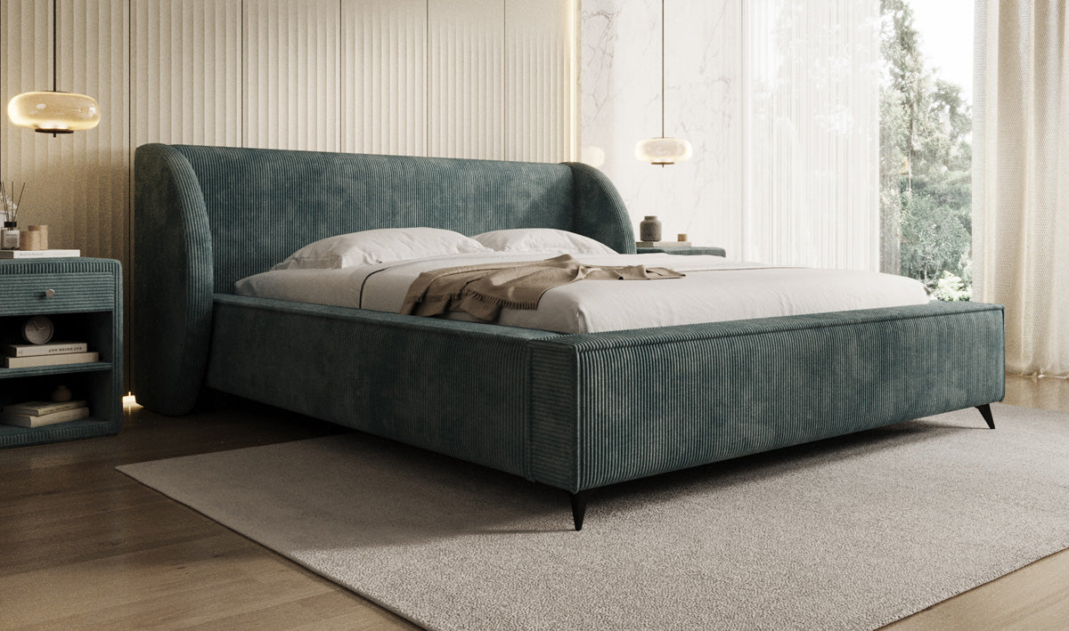Designer Polsterbett Freya Cord mit Stauraum