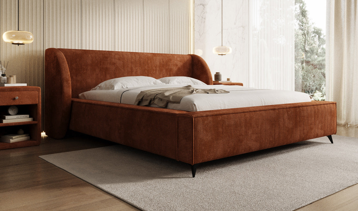 Designer Polsterbett Freya Cord mit Stauraum