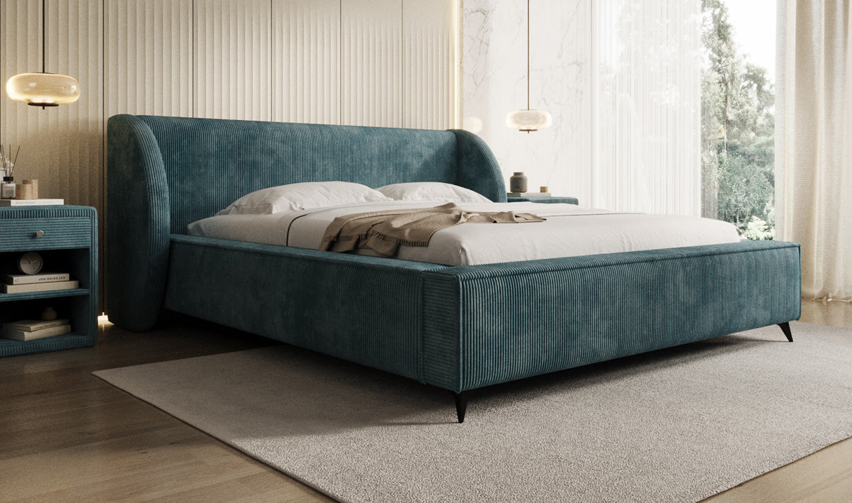 Designer Polsterbett Freya Cord mit Stauraum
