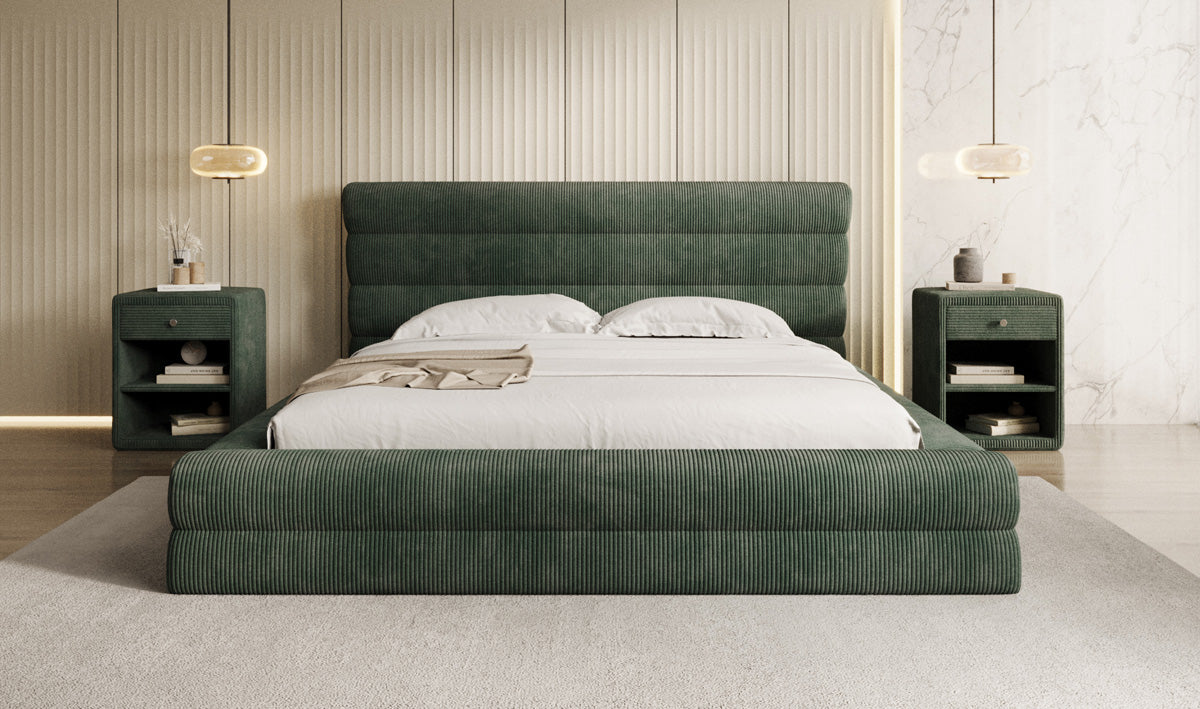 Designer Polsterbett Maren Cord mit Stauraum