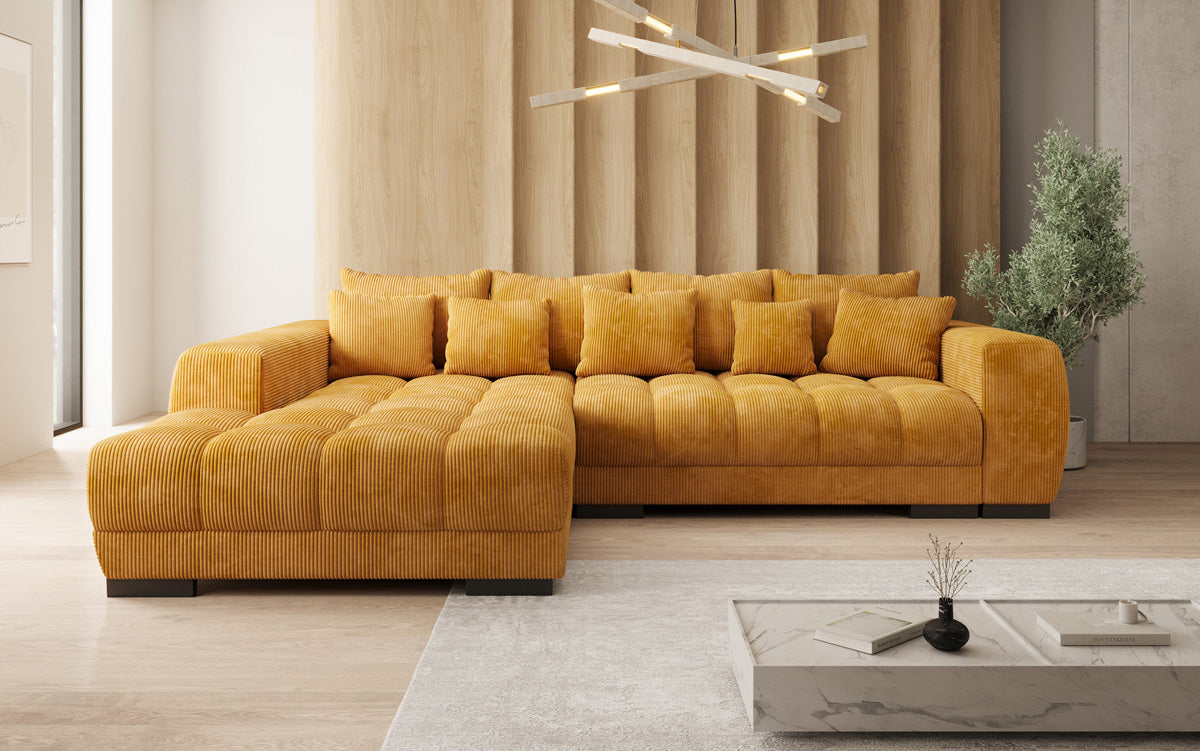 Designer Sofa Balu mit Schlaffunktion und Stauraum in Cord